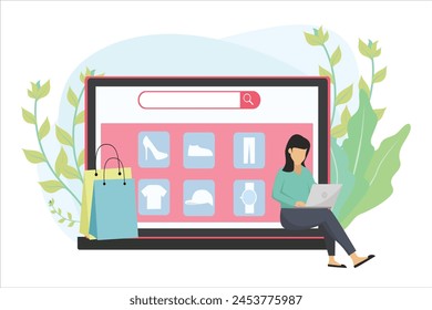 Online Shopping Flat Illustration Design