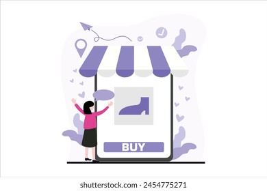 Online Shopping Flat Illustration Design