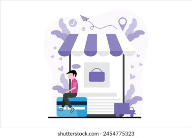 Online Shopping Flat Illustration Design