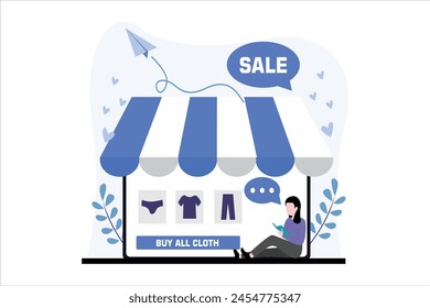 Online Shopping Flat Illustration Design