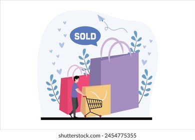 Online Shopping Flat Illustration Design