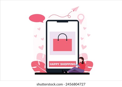 Online Shopping Flat Illustration Design
