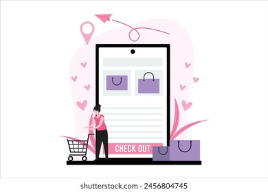 Online Shopping Flat Illustration Design