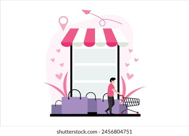 Online Shopping Flat Illustration Design