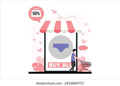 Online Shopping Flat Illustration Design