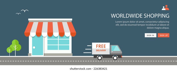 Online shopping flat illustration. Eps10