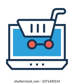 
Online Shopping Flat and Line Icon 

