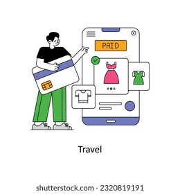 Ilustración del vector de diseño de estilo plano de compras en línea. Ilustración de acciones