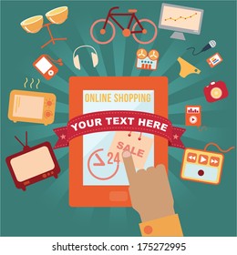 Online shopping, flat style vector format