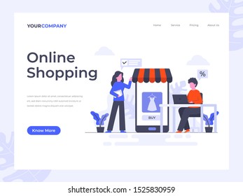 Online Shopping flat vector illustration concept, can be used for landing page, ui, web, app intro card, editorial, flyer, and banner.