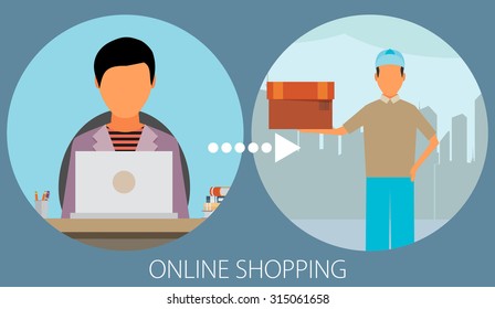 Online shopping flat vector illustration