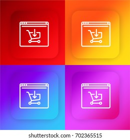 Online shopping four color gradient app icon set