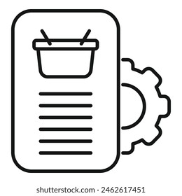 Online shopping gear support icon outline vector. Service commerce. Sale market