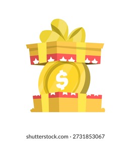 Online shopping and gift receiving concept with loyalty programs, reward points, discounts, and bonus offers. Flat illustration vector for marketing, e-commerce, and customer retention.