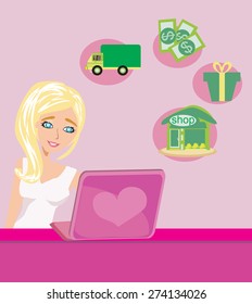 Online shopping girl