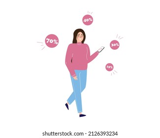 Online shopping. Girl buys clothes online.