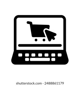 Online shopping glyph design icon. Isolated on white background. Perfect for web and app interfaces, presentations, infographics, etc.