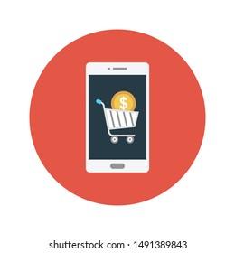 online shopping glyph flat vector icon