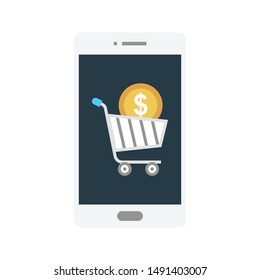 online shopping glyph flat vector icon