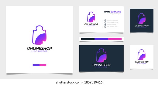 Plantilla para el logotipo del vector de gradiente de compras en línea