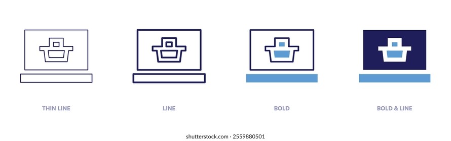 Online shopping growth icon in 4 different styles. Thin Line, Line, Bold, and Bold Line. Duotone style. Editable stroke.