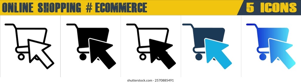 Online Shopping icon with 5 styles (outline, solid, mixed, duotone and solid gradient)