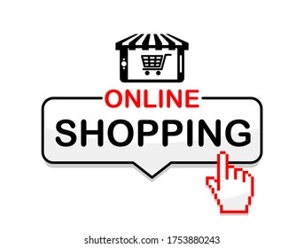 Online Shopping Icon. Advertising An Online Store Or Trading Portal, Selling Goods. Illustration, Vector