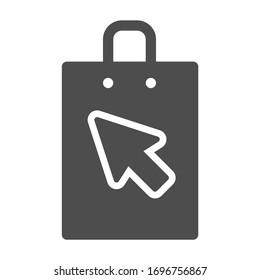 Online shopping icon/ Shopping bag and mouse cursor icon