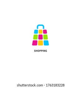 Online shopping icon, online shopping, shopping bag, present. Vector symbol