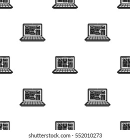 Online shopping icon in black style isolated on white background. E-commerce pattern stock vector illustration.