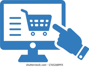 Online-Shopping-Symbol, blaue Vektorgrafiken