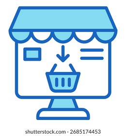 Online Shopping Icon Ilustración vectorial azul