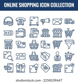 Online shopping icon collection. Editable Stroke. Pixel Perfect, E-Commerce Line Icons.
Shopping thin line vector,
shopping baskets and online store Editable vector.