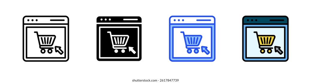 Online Shopping Icon Collection With Multiple Styles