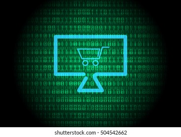 Online shopping icon with decimal number background