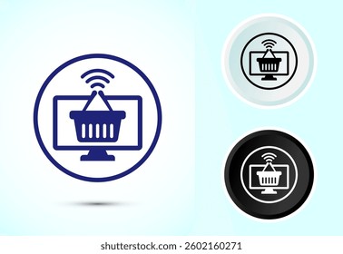 Online shopping icon design illustration. Shopping symbol for apps and websites. Color black and white
