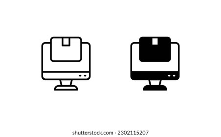Online Shopping icon design with white background stock illustration