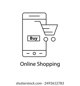 Online Shopping Icon - E-commerce, Digital Marketplace, Online Retail with editable stroke.