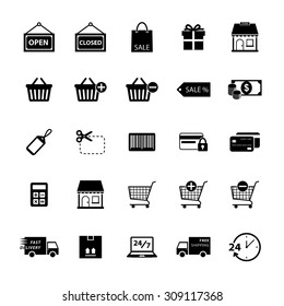 Online shopping icon. Shopping icon. E-commerce icon. silhouette. Vector Illustration. EPS10
