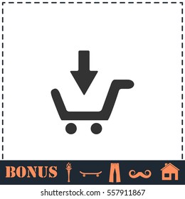 Online shopping icon flat. Simple vector symbol and bonus icon