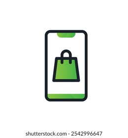 Ícone de compras on-line design de vetor plano