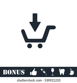 Online shopping icon flat. Vector illustration symbol and bonus pictogram