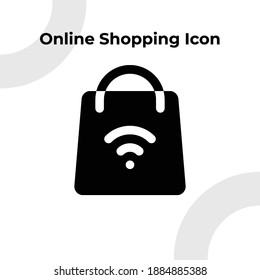 Online Shopping Icon with Glyph Style, Vector Editable 