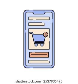 Online shopping Icon Illustration in Flat Design Style