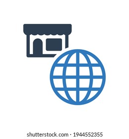Online shopping icon - international shop icon	