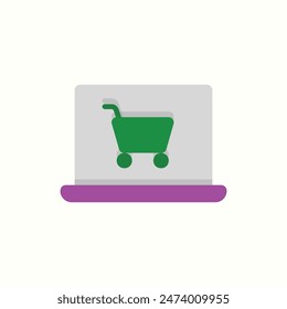 online shopping icon, isolated flat color style icon