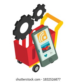 Online shopping icon. Isometric illustration of online shopping vector icon for web