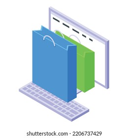 Online-Shopping-Icon. Isometrisch zum Online-Shopping, Vektorsymbol für Webdesign einzeln auf weißem Hintergrund