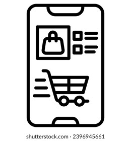 Online-Shopping-Icon-Linie, Vektorgrafik