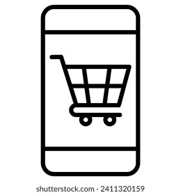 Ilustración vectorial de línea de icono de compra en línea